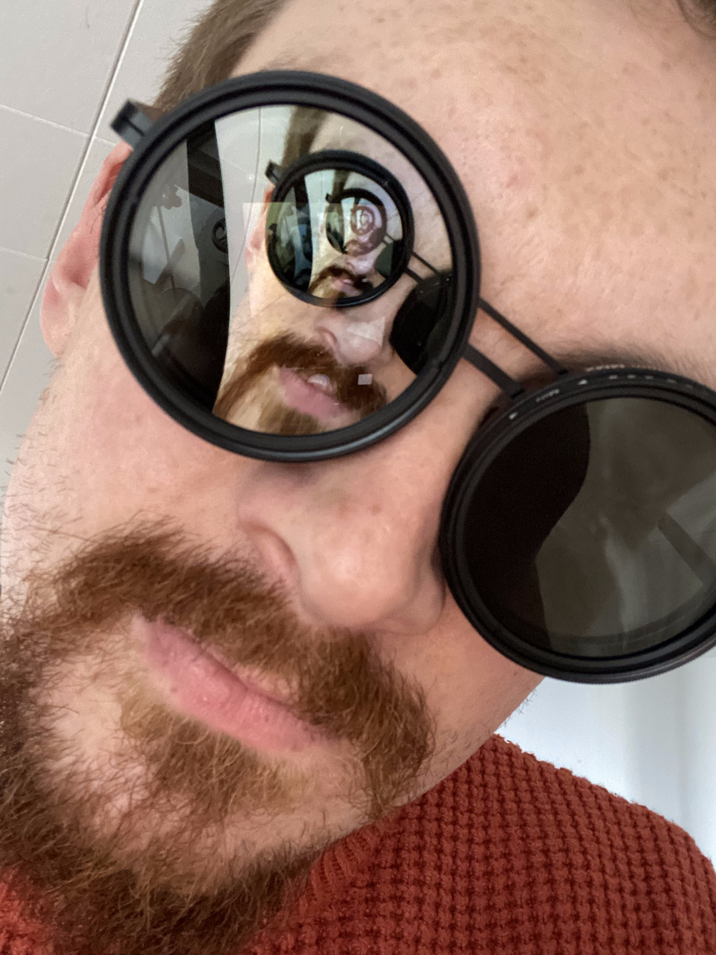 Ted wearing solar observation goggles